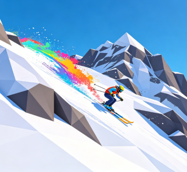 Low-Poly Storm: Geometric Snow Mountain